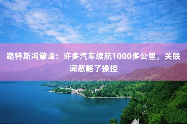 路特斯冯擎峰：许多汽车续航1000多公里，关联词忽略了操控