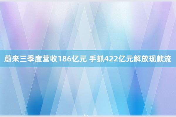 蔚来三季度营收186亿元 手抓422亿元解放现款流