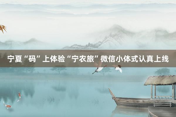 宁夏“码”上体验“宁农旅”微信小体式认真上线